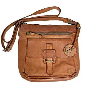 Harbour 2nd Hazel Leather Brown Crossbody Distressed Messenger Buckle Bag 10x10